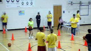 Michelle Turnage doing the 10 meter dribble.