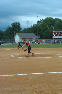 Pleasantville's Konner Gordon lets loose a pitch in the Trojanns game with Central Decatur last night.