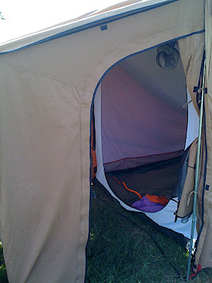 A view into the interior space and inner tent.