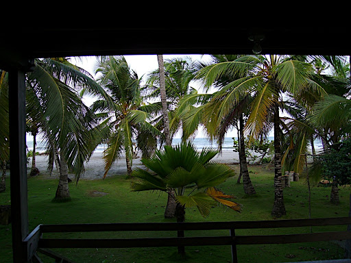 We stayed in a cabin on the coast of Colombia before heading to the island.