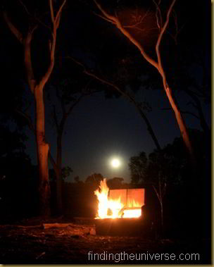 Moon rise over the campfire