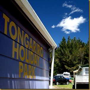 Tongariro Holiday Park sign