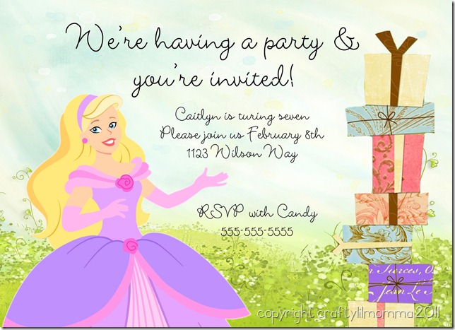 barbie princess invitation