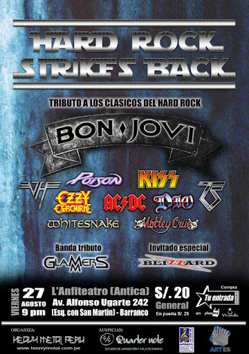 Tributo al Hard Rock en Lima este 27 de agosto Tributo al Hard Rock en Lima