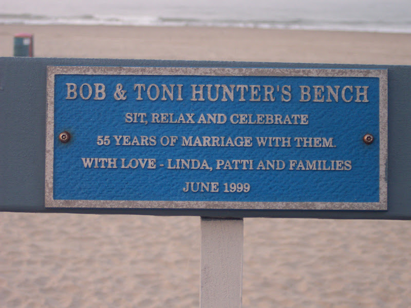 Bob and Toni Hunter's BenchSit, Relax and Celebrate55 Years of Marriage with ThemWith Love, Linda, Patti and FamiliesJune 1999