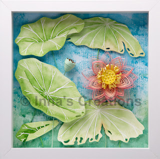 Quilled lotus, framed