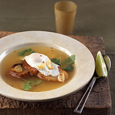 Garlic Soup with Poached Eggs