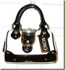 Authentic XOXO Angie White Black Handbag Purse NWTa