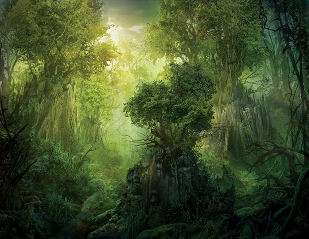 Green landscape illustration