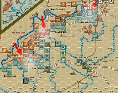 Situación tras el combate ruso del primer turno Situación tras el combate ruso del primer turno
