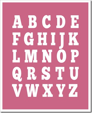 Alphabet Print - 11x14 - White on Honeysuckle Pink - Sprik Space