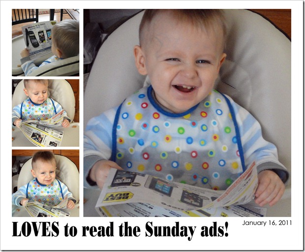 Loves to read the Sunday ads! - January 16, 2011