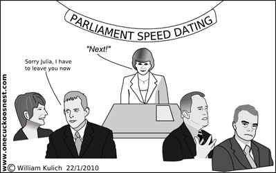 Parliament Speed Dating Cartoon by William Kulich www.onecuckoosnest.com