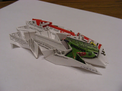 Collapsed triangle base origami accordion top view