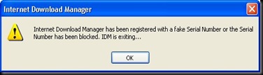 Solution For--Internet Download Manager has been registered with a fake serial number