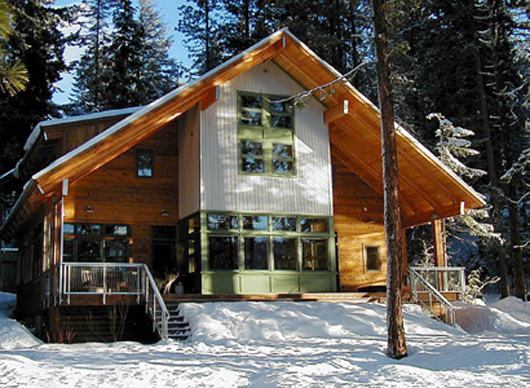 small lake house wooden architecture