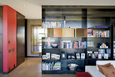 Modern Urban House Design With Small Garden And Courtyard Decorating - Library modern house design interior library room