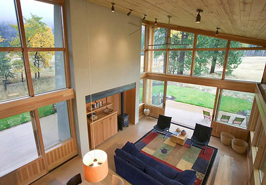 small wooden cabin design living room