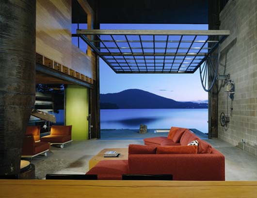 Little Box Cabin Design Minimalist Lake House Decorating - Living Room lake house design living room decorating