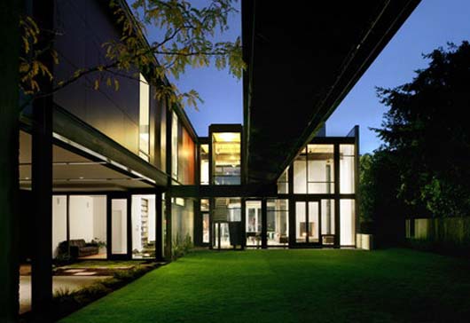 Luxury Family House Design With Exposed Steel Bridge Ideas - Exterior family home design modern courtyard decorating