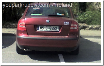 Red car parked rudely in Ireland - youparkrudely.com