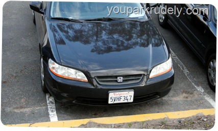Black Honda Accord parked rudely - youparkrudely.com
