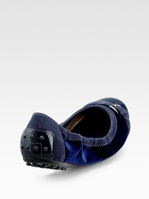 tod's - Ball Dee Velvet & Suede Fibbietta Ballet Flat - 343