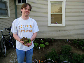 Dave and a handful of homegrown lettuce