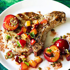Grilled Pork Chops with Fresh Plum Chutney
