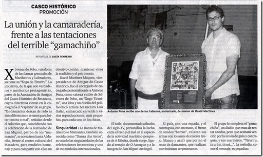 Recorte do xornal "El Ideal Gallego" correspondete ao 15 de outubro de 2009