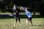 Kerry in witch costume makes a throw