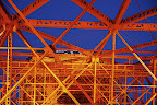 Several elevator shafts are embedded in that mass of metal