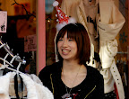 Japanese shop girl with Christmas spirit in Shimo-kitazawa