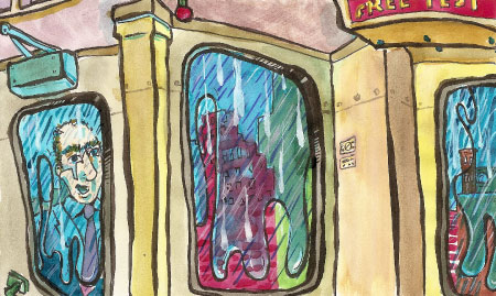 Train in the Rain illustration by Joe Chiappetta Train in the Rain illustration by Joe Chiappetta