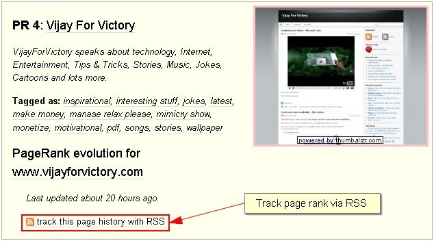 Get PageRank changes via RSS