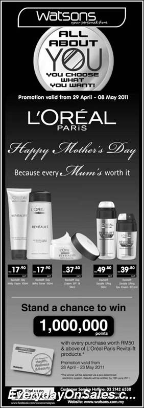 watsons-loreal-mother-day-2011-EverydayOnSales-Warehouse-Sale-Promotion-Deal-Discount