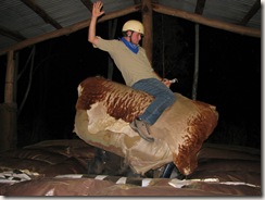 Another first for me today, riding a mechanical bull (click to enlarge)