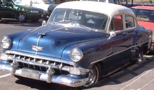 old blue car
