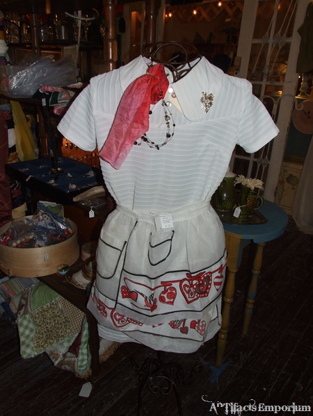 vintage dress, aprons and scarves