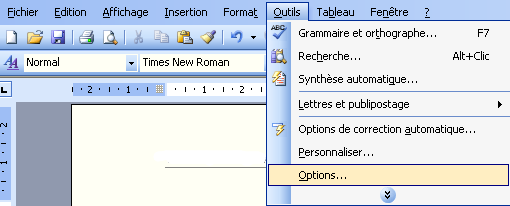 Outils Options