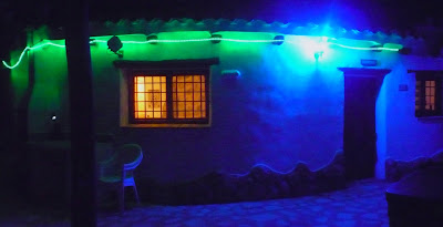 A rather hastily erected ropelight to complement the night lighting at Bedrock for New Year's Eve. As you approach Galera from Huescar, you can see this lot from a couple of miles away right at the very top of the hills