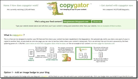 copygator, monitoraggio di contenuti copiati