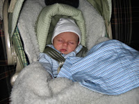 Jackson sleeps in his car seat