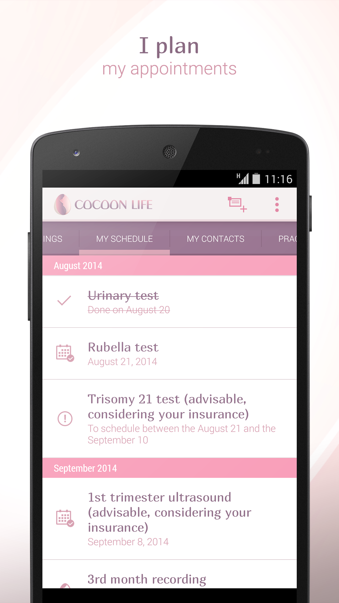 Android application COCOON LIFE Pregnancy screenshort