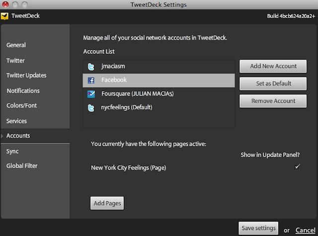 Tweetdeck fan page set up