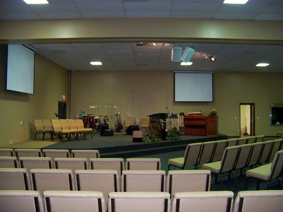 The view from the southwest side of the auditorium.