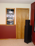 View of in-wall A/V rack, with the 