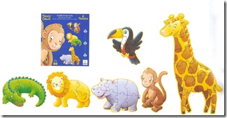 P. DJ07114 - 6 animals floor puzzle - 4-6-9 pcs - 