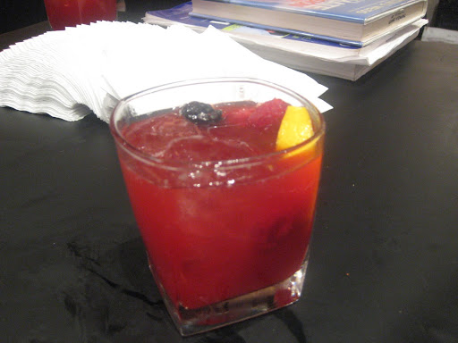 The Donatella: sherry, gin, blackberry and raspberry puree, lemon and blood orange juices & maple syrup.