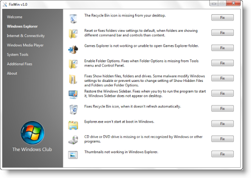 fixwin Repara problemas de Windows 7 y Vista con FixWin